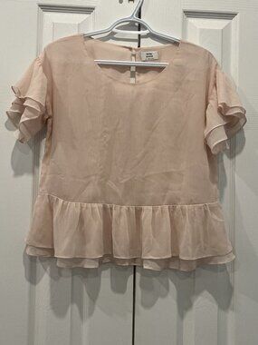 Little Moon Blush Pink Ruffle Top Size XS